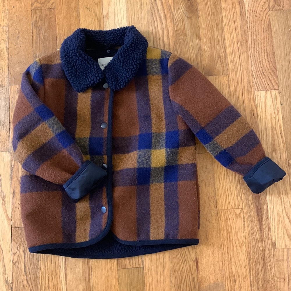Bobo Choses Brown and Blue Plaid Kids Jacket